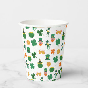 Gobelets En Papier Symboles motifs irlandais chanceux, jour de saint 