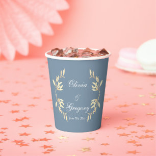 Gobelets En Papier Symphonie florale intemporelle en Mariage bleu