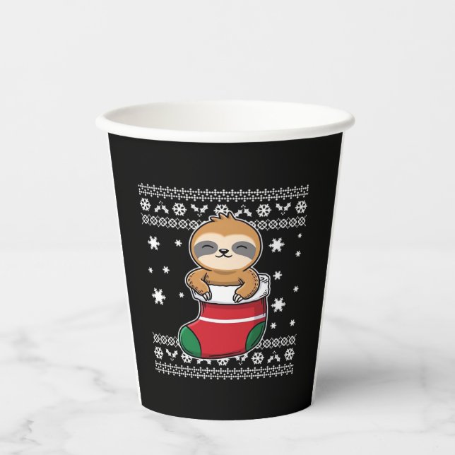Gobelets En Papier T-shirt classique de Noël Sloth (Recto)