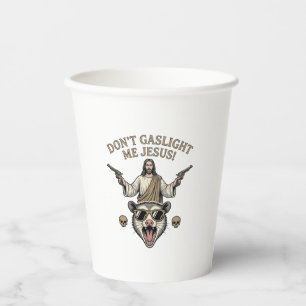 Gobelets En Papier T-shirt design de gravure vintage Jésus Possum drô