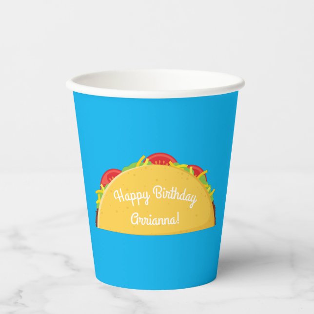 Gobelets En Papier Taco Anniversaire de enfant Party mexicain (Recto)