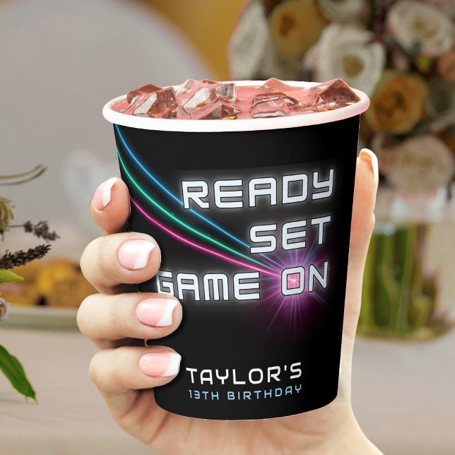 Gobelets En Papier Tag laser Neon fête d'anniversaire (Laser Tag Neon Birthday Party Paper Cups
)