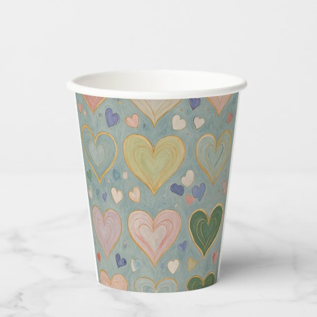 Gobelets En Papier Tapisserie Pastel Heart (Recto)
