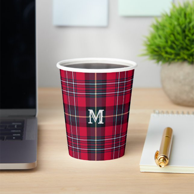 Gobelets En Papier Tartan rouge avec (ou sans) monogramme (Insitu)