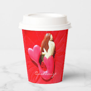 Gobelets En Papier tasse à papier de sirène à queue rouge