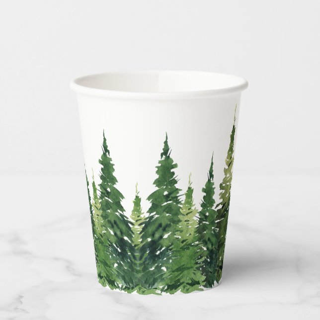 Gobelets En Papier Tasse à papier - Forêt d'aquarelle (Gauche)