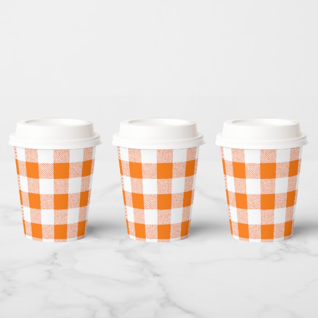 Gobelets En Papier tasse à papier orange en vichy (Multi)