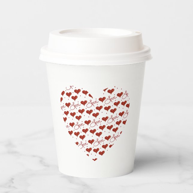 Gobelets En Papier Tasse d'amour rouge (Recto)