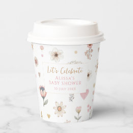 Gobelets En Papier Tasse de café Fête de Bébé Fleur Sauvage Florale
