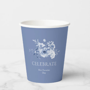 Gobelets En Papier Tasse de mariage bleu poussiéreux – Célébrez