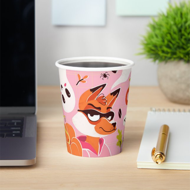 Gobelets En Papier tasse de papier avec renard pour Halloween (Insitu)