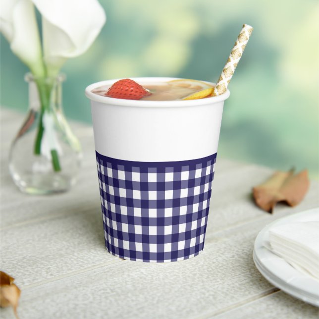 Gobelets En Papier Tasse en papier à carreaux bleus (Insitu)