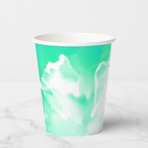 Gobelets En Papier Tasse en papier à impression de fleurs vert mousse