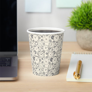 Gobelets En Papier Tasse en papier à motif horloger vintage