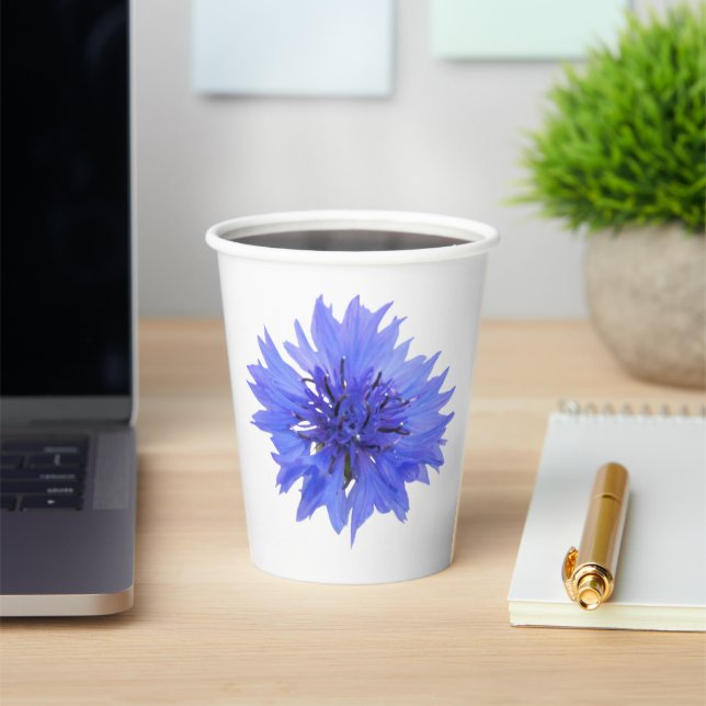 Gobelets En Papier Tasse en papier avec fleur bleue (Insitu)
