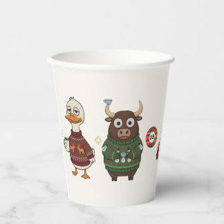 Gobelets En Papier Tasse en papier avec personnages de fête de Noël a