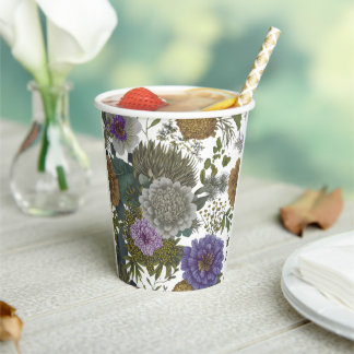 Gobelets En Papier Tasse en papier de jardin floral vintage
