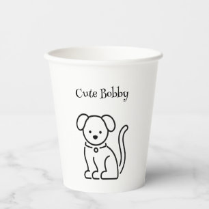 Gobelets En Papier Tasse en papier   Dessin au trait de chien mignon