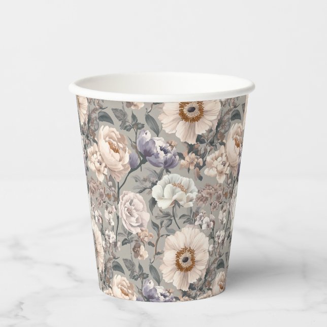 Gobelets En Papier Tasse en papier floral (Recto)
