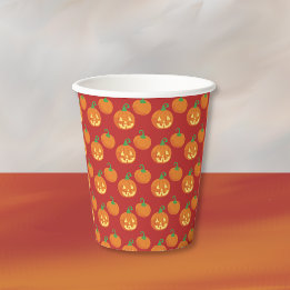 Gobelets En Papier Tasse en papier Halloween motif citrouille Jack-o-