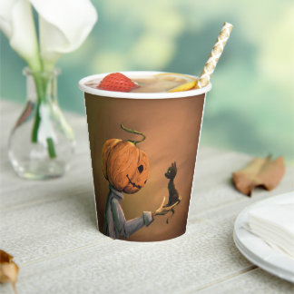 Gobelets En Papier Tasse en papier Jack le chat citrouille
