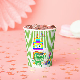 Gobelets En Papier Tasse en papier Joyeux Anniversaire St. Patrick