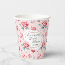 Tasse en papier Lavis de Pivoine pour Mariage