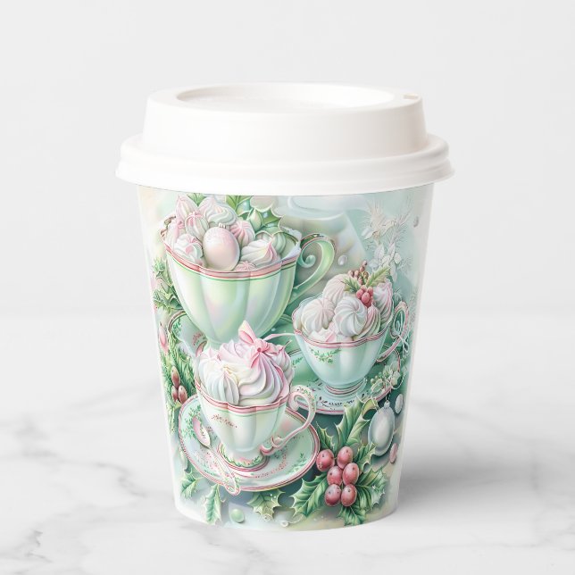 Gobelets En Papier Tasse en papier - Noël victorien rose (Recto)