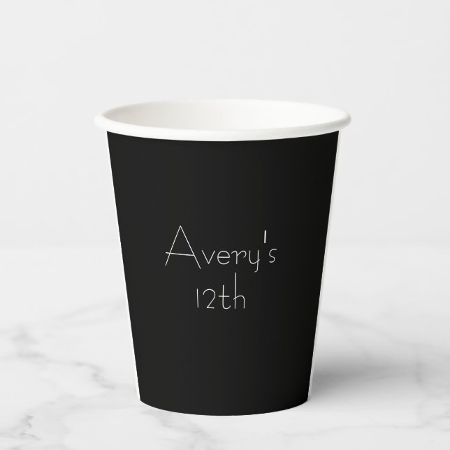 Gobelets En Papier Tasse en papier personnalisable noire (Recto)