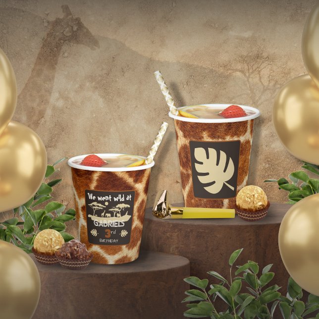 Gobelets En Papier Tasse en papier pour anniversaire à motif girafe d (Créateur téléchargé)