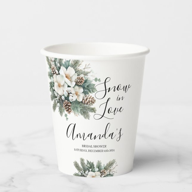 Gobelets En Papier Tasse en papier pour douche de mariée Snow In Love (Recto)