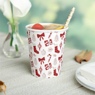 Gobelets En Papier Tasse en papier pour fête de Noël avec nœud rouge