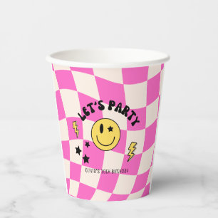 Gobelets En Papier Tasse en papier rose vif Prépa Y2K Joyeux Annivers