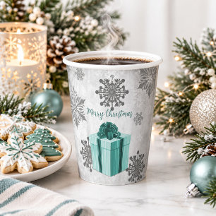 Gobelets En Papier Tasse en papier sarcelle pour cadeau de Noël
