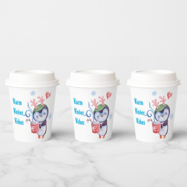 Gobelets En Papier Tasse en papier Souhaits de l'hiver chaud (Multi)