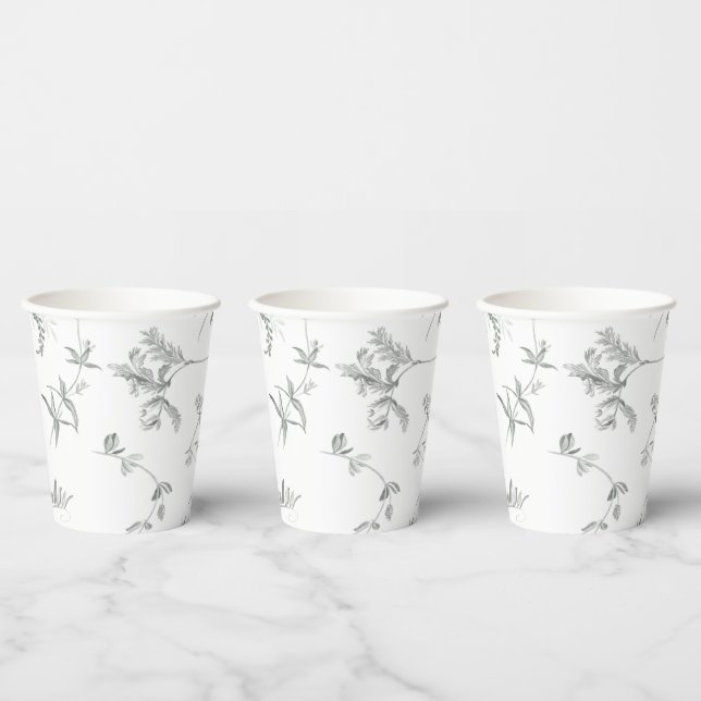 Gobelets En Papier Tasse floral noir et blanc à motif botanique (Multi)