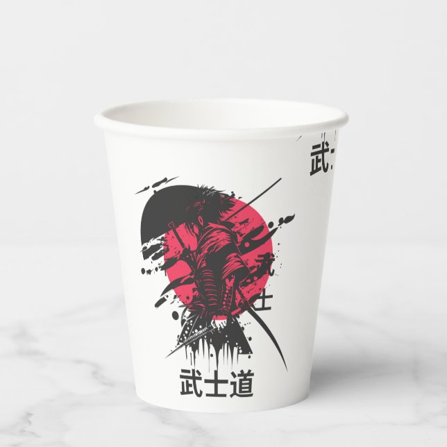 Gobelets En Papier Tasse Guerrier Samouraï – Design Code Bushido (Recto)