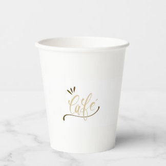 Gobelets En Papier Tasse noire Café Gold Script