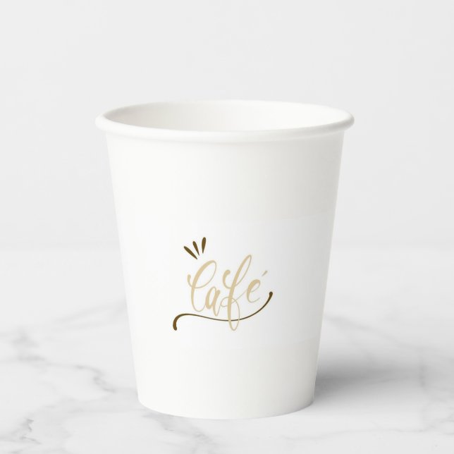 Gobelets En Papier Tasse noire Café Gold Script  (Recto)