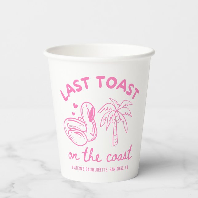 Gobelets En Papier Tasses de fête de Bachelorette de dernier toast ro (Verso)