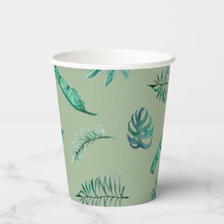 Gobelets En Papier Tasses de fête de bébé botanique verte