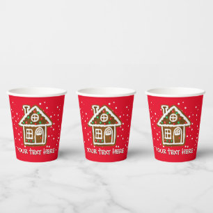 Gobelets En Papier Tasses de Noël en papier avec jolie maison en pai