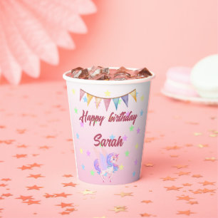 Gobelets En Papier Tasses de papier d'anniversaire de la licorne magi