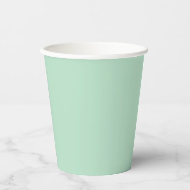 Gobelets En Papier Tasses de papier vert à menthe élégantes - 8 oz (Recto)