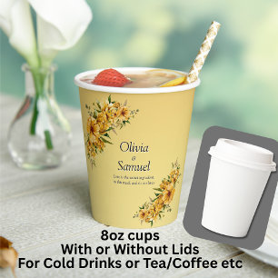 Gobelets En Papier Tasses en papier 8 oz de jaune doré Fleurs