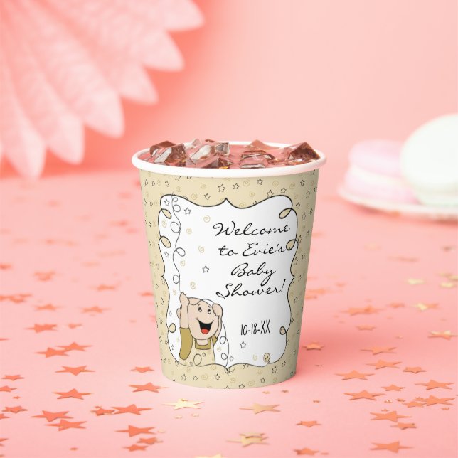 Gobelets En Papier Tasses en papier baby shower "Gold Star Baby" 8 oz (Insitu)