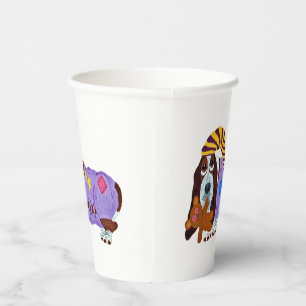 Gobelets En Papier Tasses en papier Basset Hound en pyjama avec Ours