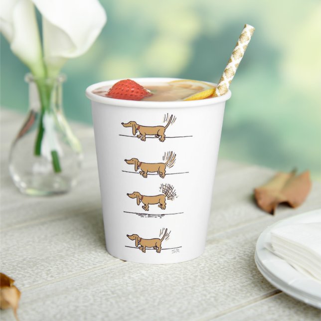 Gobelets En Papier Tasses en papier brun Dachshund volantes (Insitu)