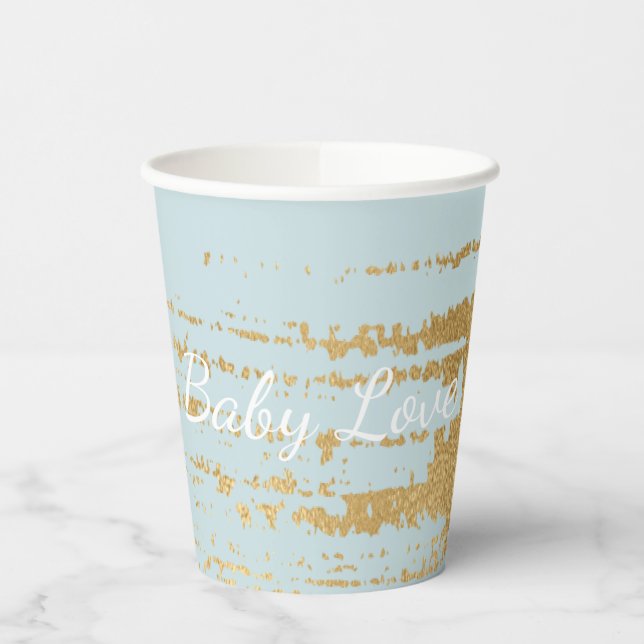 Gobelets En Papier Tasses en papier "Classic Light Gold/Blue" 8 oz. (Gauche)