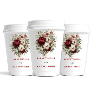 Gobelets En Papier Tasses en papier de mariage or burgundy blush bohè